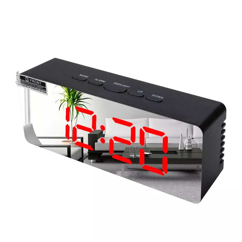 LED Rectangle Simple Mirror Alarm Clock