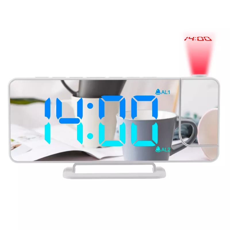 RGB Digits Display Projection Mirror Alarm Clock